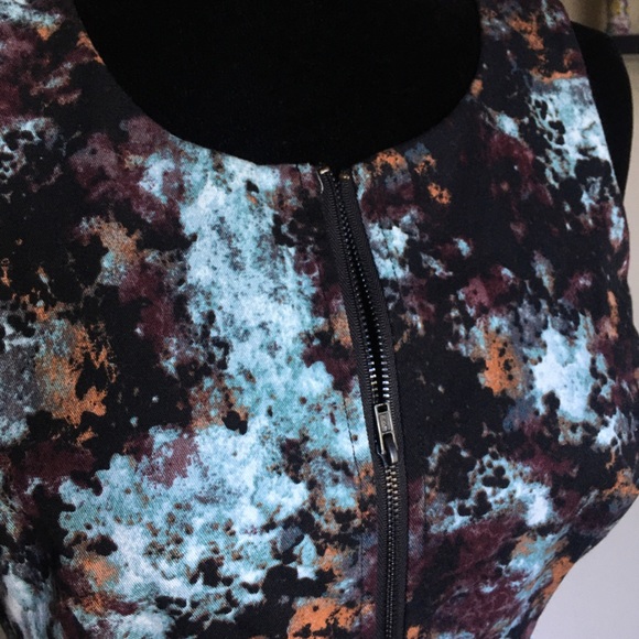 BCBGeneration Zip Front Dress Brûlée Pleated Mini Dress Multicolor Blue Brown - Picture 3 of 11